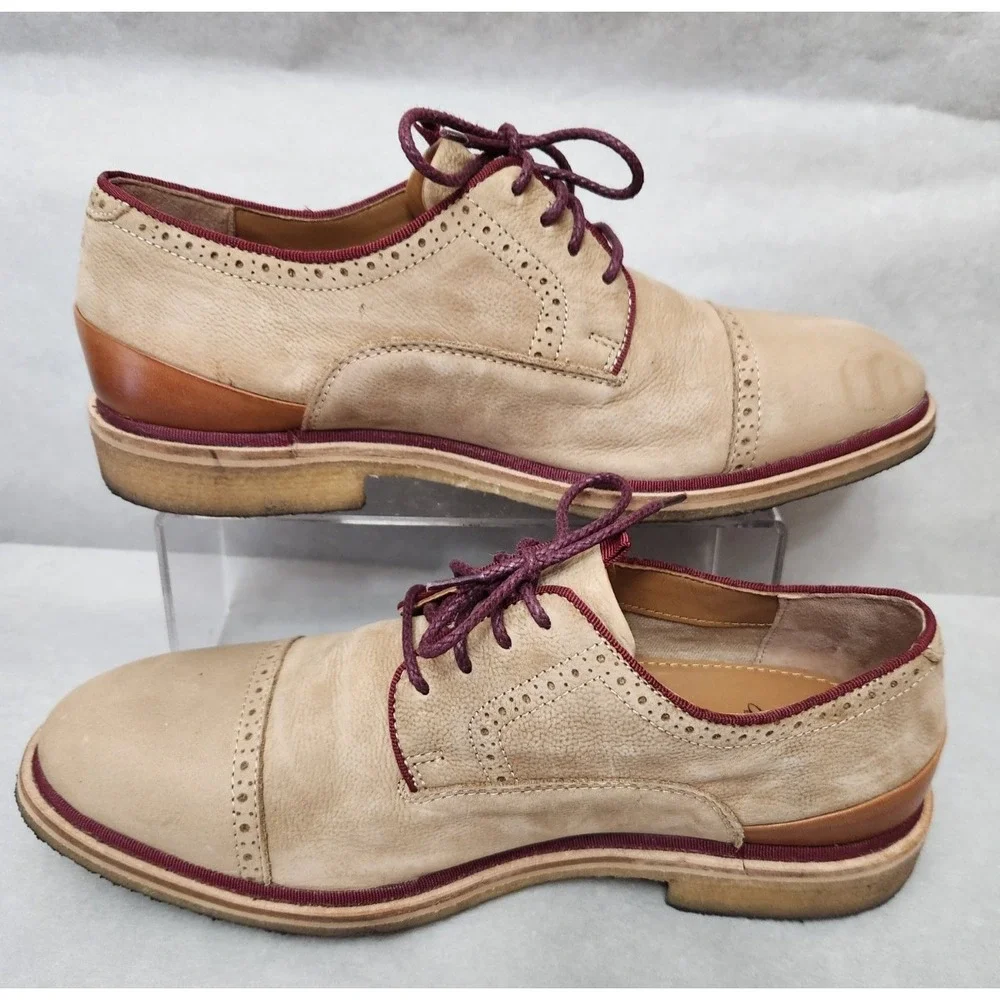 Johnston & Murphy 1850 (Sz 9 M) Crepe Soles Khaki Cap Toe Men's Nubuck Shoes